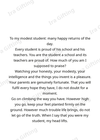 Teacher to Student letter frame in English - blank frame