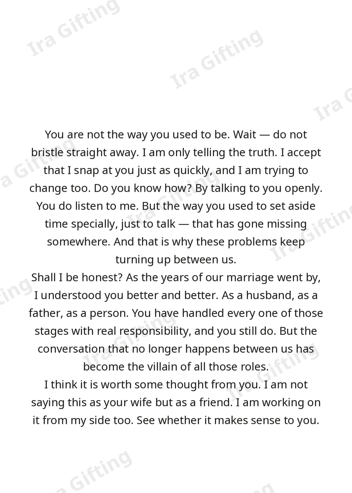 Wife to Husband letter frame in English - blank frame